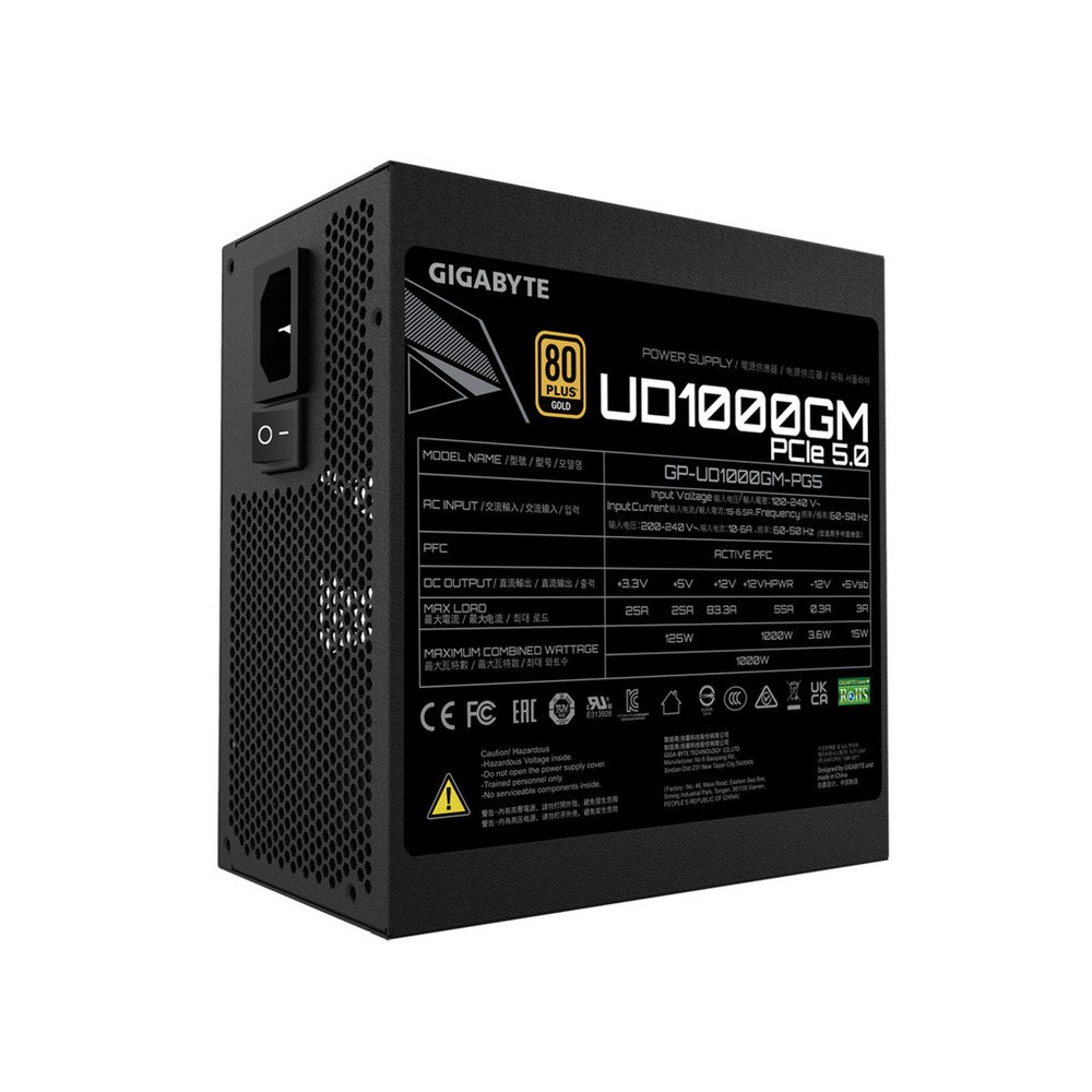 Gigabyte PSU 1000W PCIe 5.08xSATA, 4xPCIe 6+2 Pin, 3x4Pin1xFloppy; [GP-UD1000GM PG5]