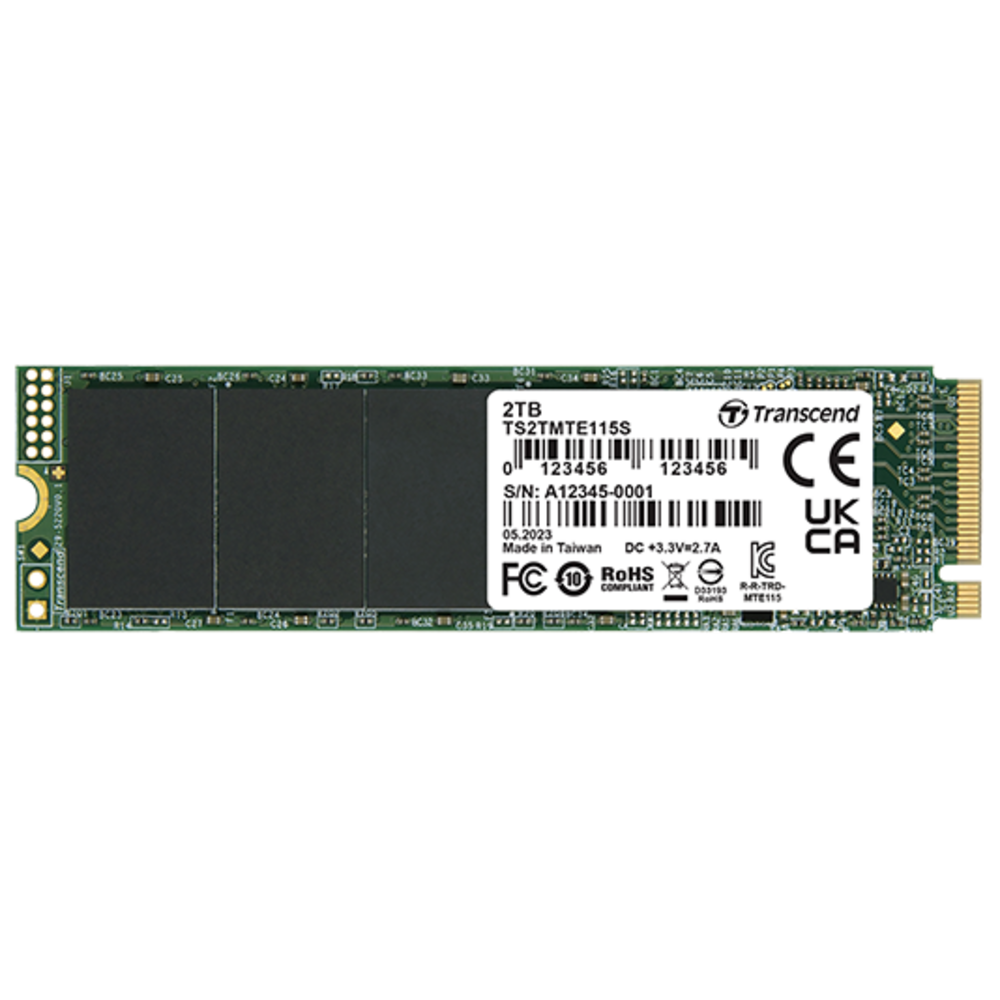 Transcend SSD 2TB M.2 NVMePCIe Gen3 x4,3,200/1,900 MB/s