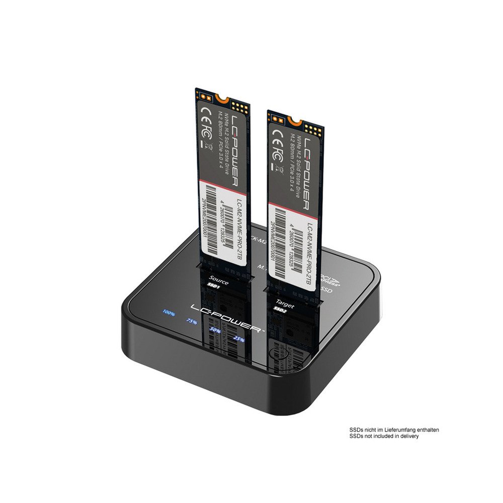 LC-Power Docking station NVMEM.2 SSD, USB-C port, 2x SSD-a,Transfer rate do 10 Gb/s