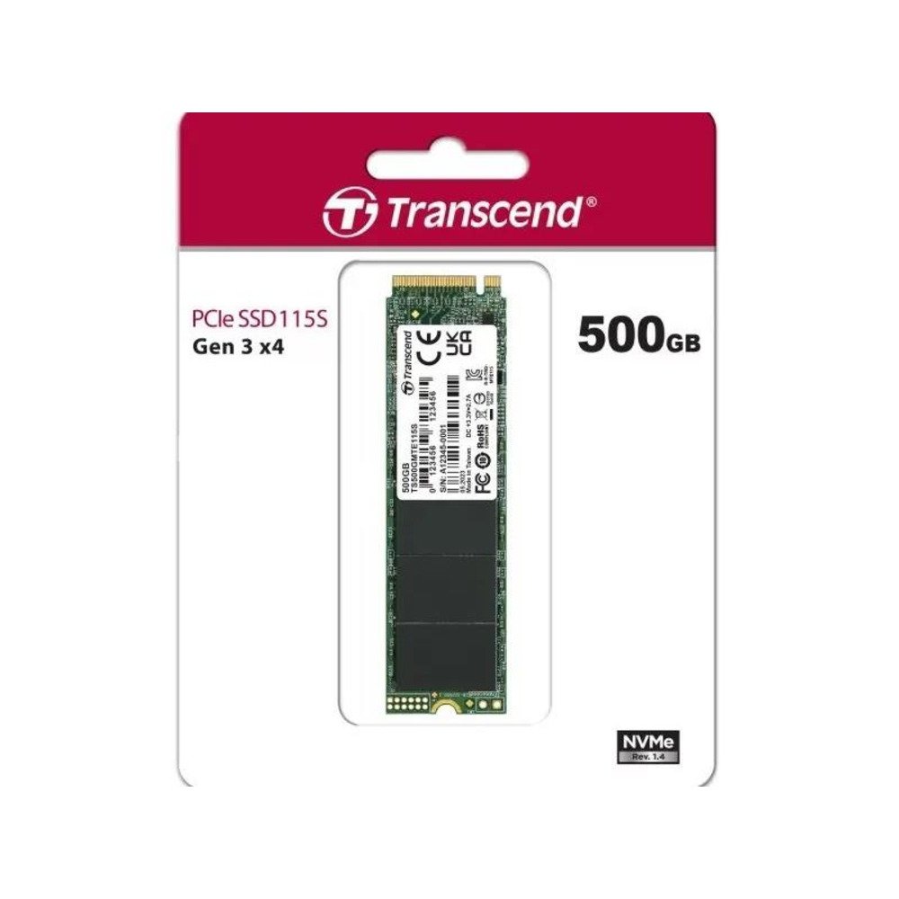 Transcend SSD 500GB M.2 NVMePCIe Gen3 x4,3,000/1,600 MB/s