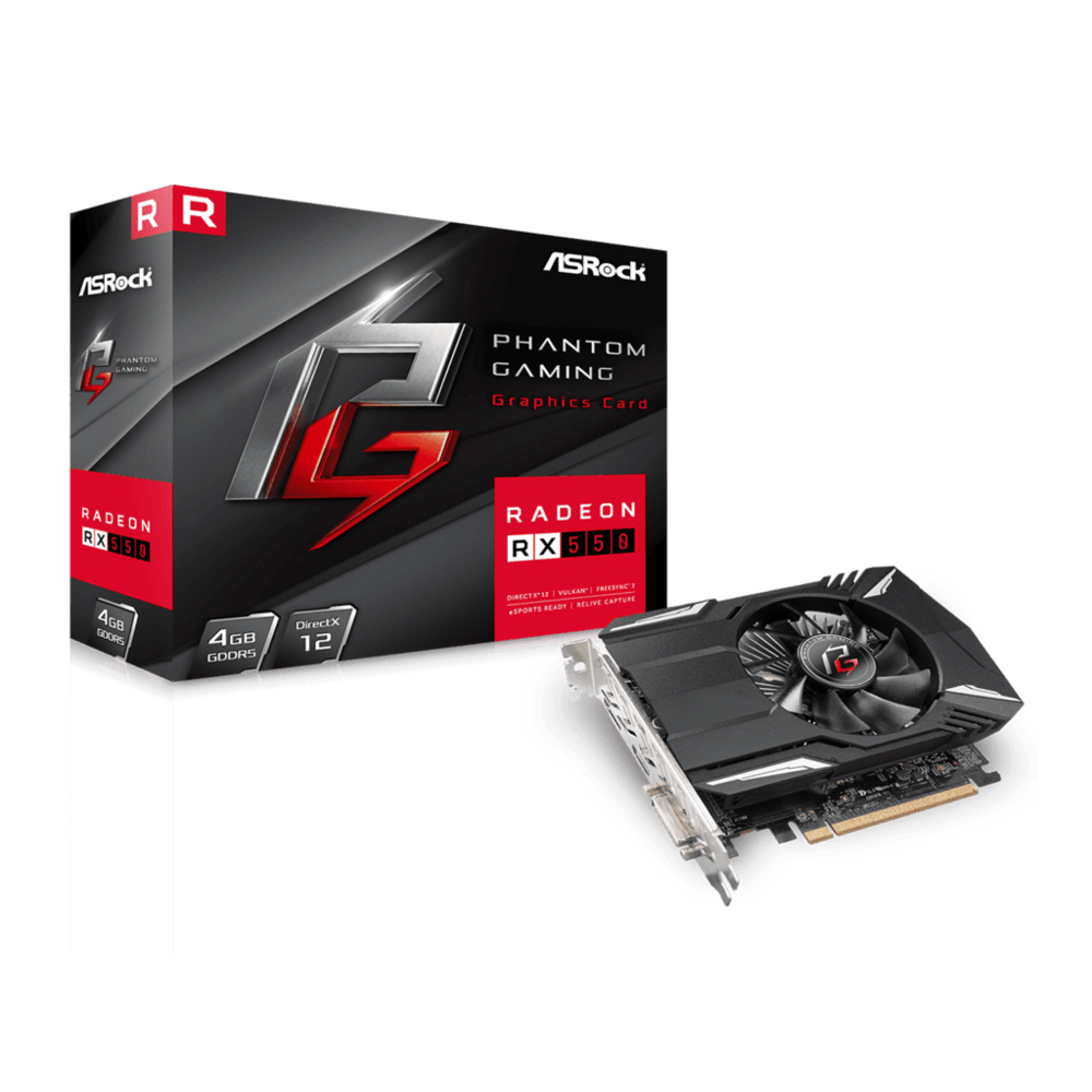 ASROCK Phantom Gaming RX550 4GAMD Radeon RX 5504GB GDDR5 128bit;DVI,HDMI,DP