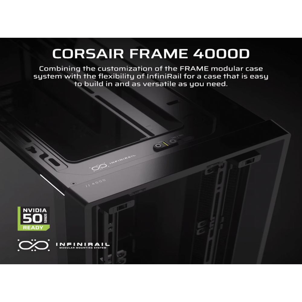 CORSAIR FRAME 4000D Case360mm radiator, 170mm cooler430mm GPU, ATX, Black