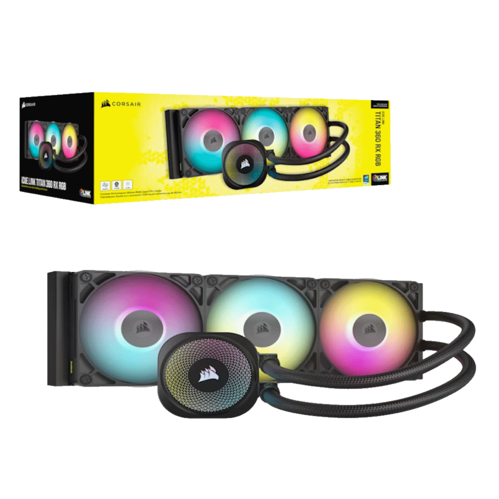 CORSAIR TITAN 360 RX RGB AIOLiquid CPU Cooler, Black,RX120LGA1851, LGA1700, AM5, AM4