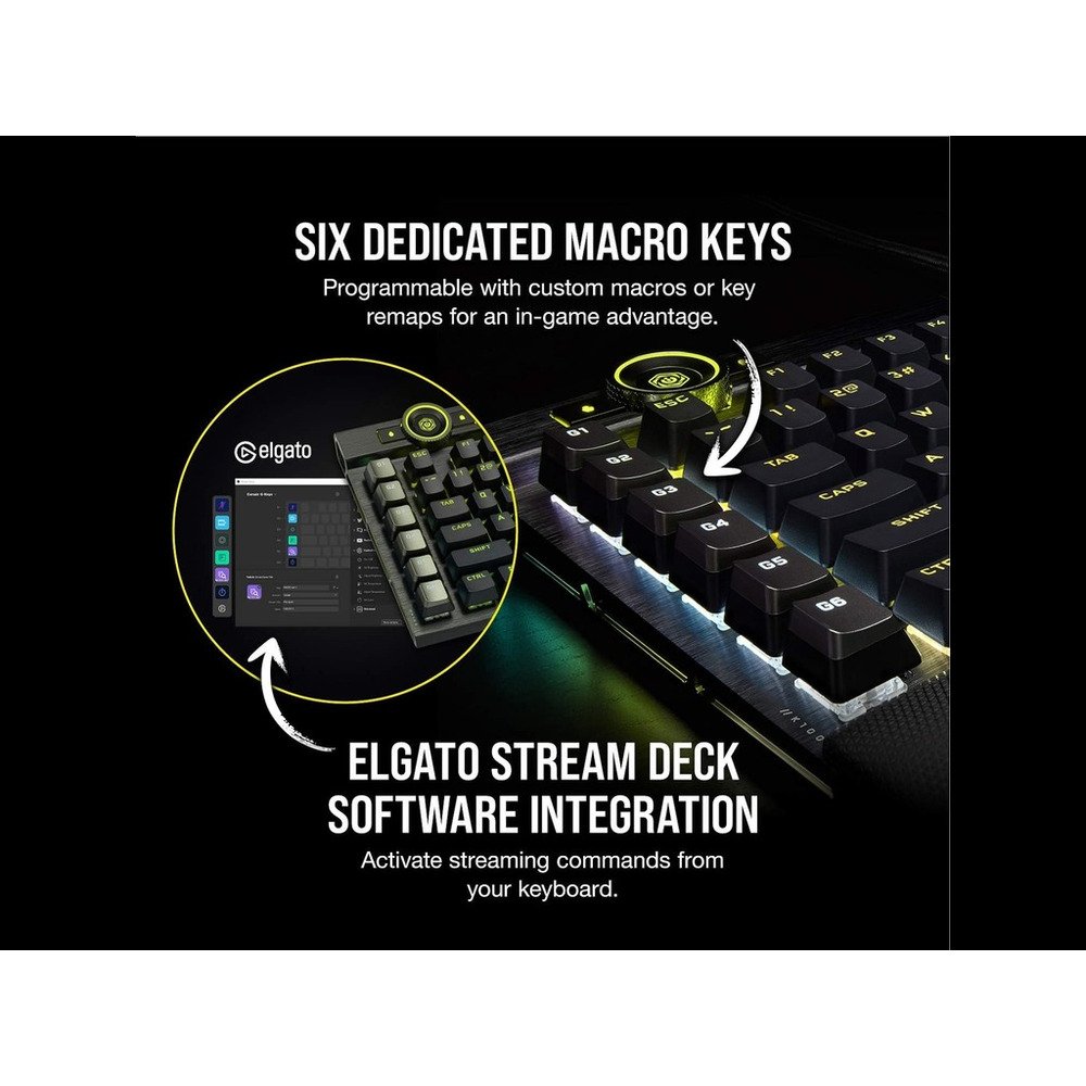Corsair K100 RGB KeyboardOptical-Mechanical GamingCorsair OPX Switch, Black