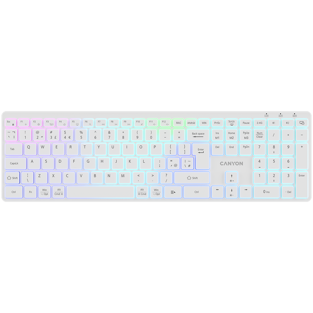 Canyon Bežična Tastatura RGB Dual Mode - Bijela
