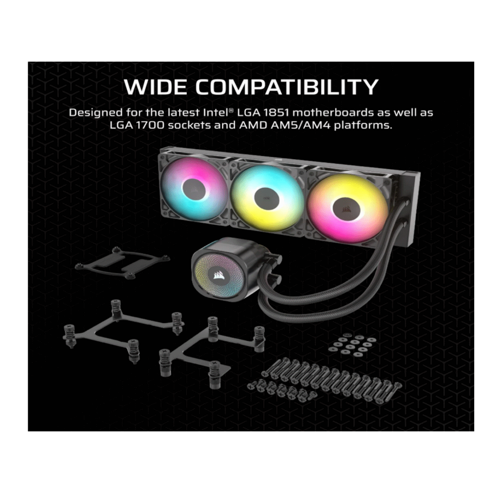 CORSAIR NAUTILUS 360 RS AIOLiquid CPU Cooler, Black,RS120LGA1851, LGA1700, AM5, AM4